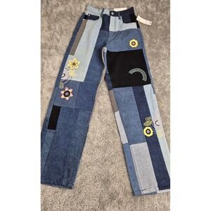 NWT Urban Outfitters BDG Patchwork High Rise Baggy Jeans Women 26x31 Boho Hippie